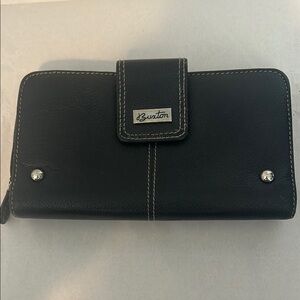 Burton Black Leather Wallet with Contrast Stitching